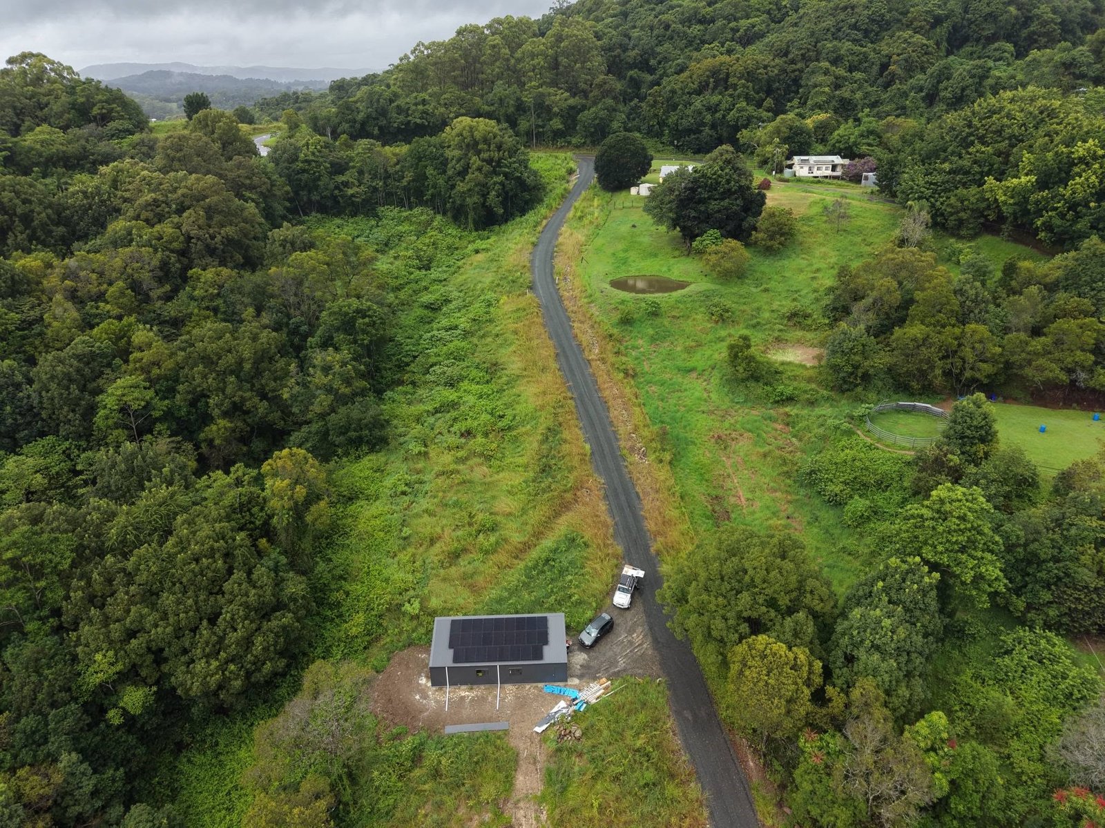 Aerial view of an off-grid acreage property
