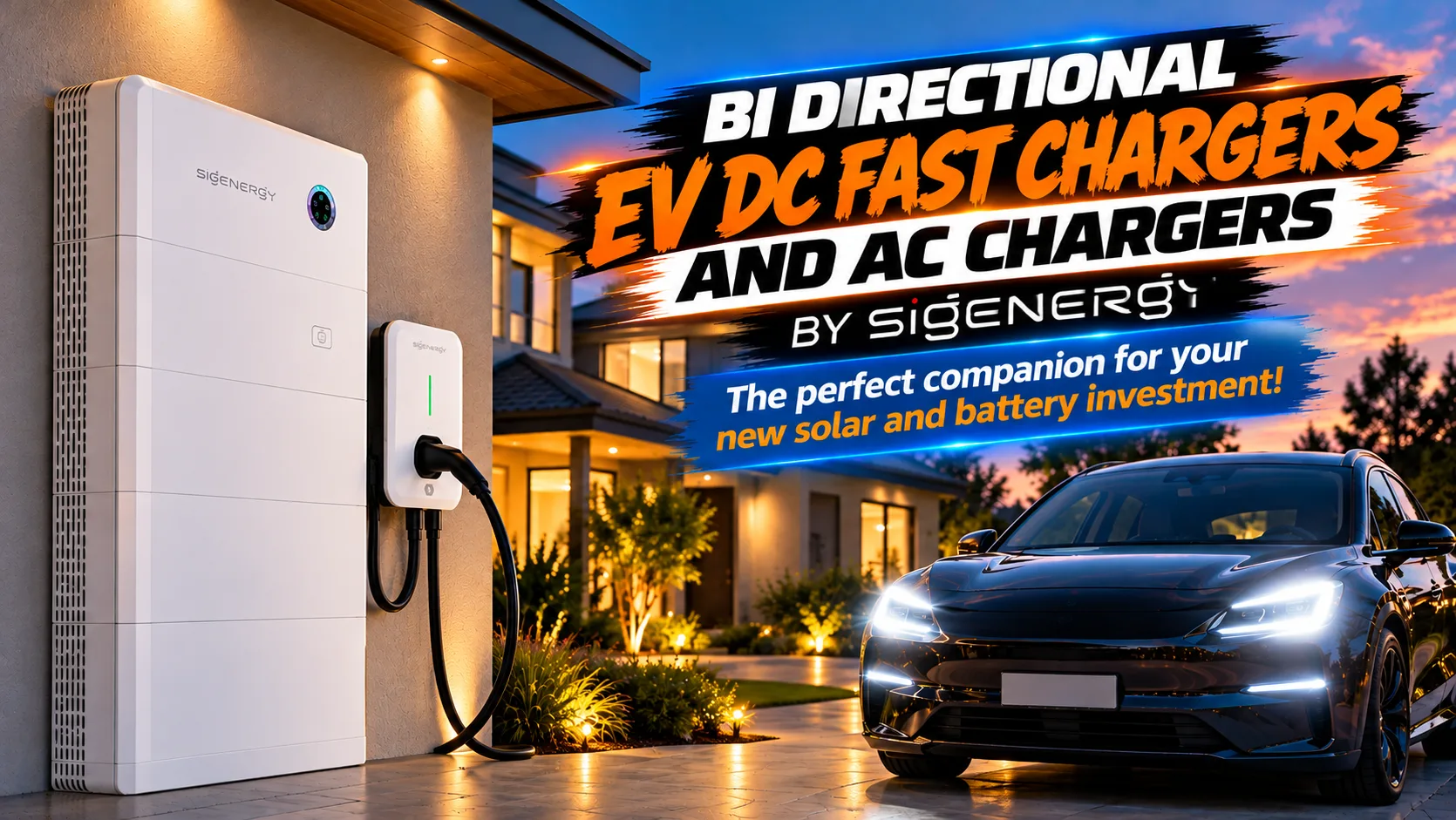 Bi-directional EV DC fast chargers and AC chargers by Sigenergy, the perfect companion for your new solar and battery investment