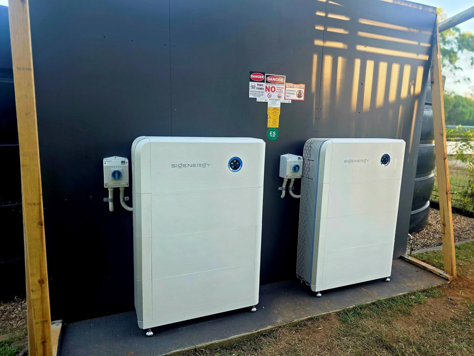 Two Sigenergy systems installed in a shed